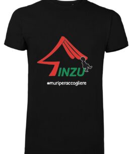 T-shirt con logo 4inzu a colori con la scritta #muriperaccogliere